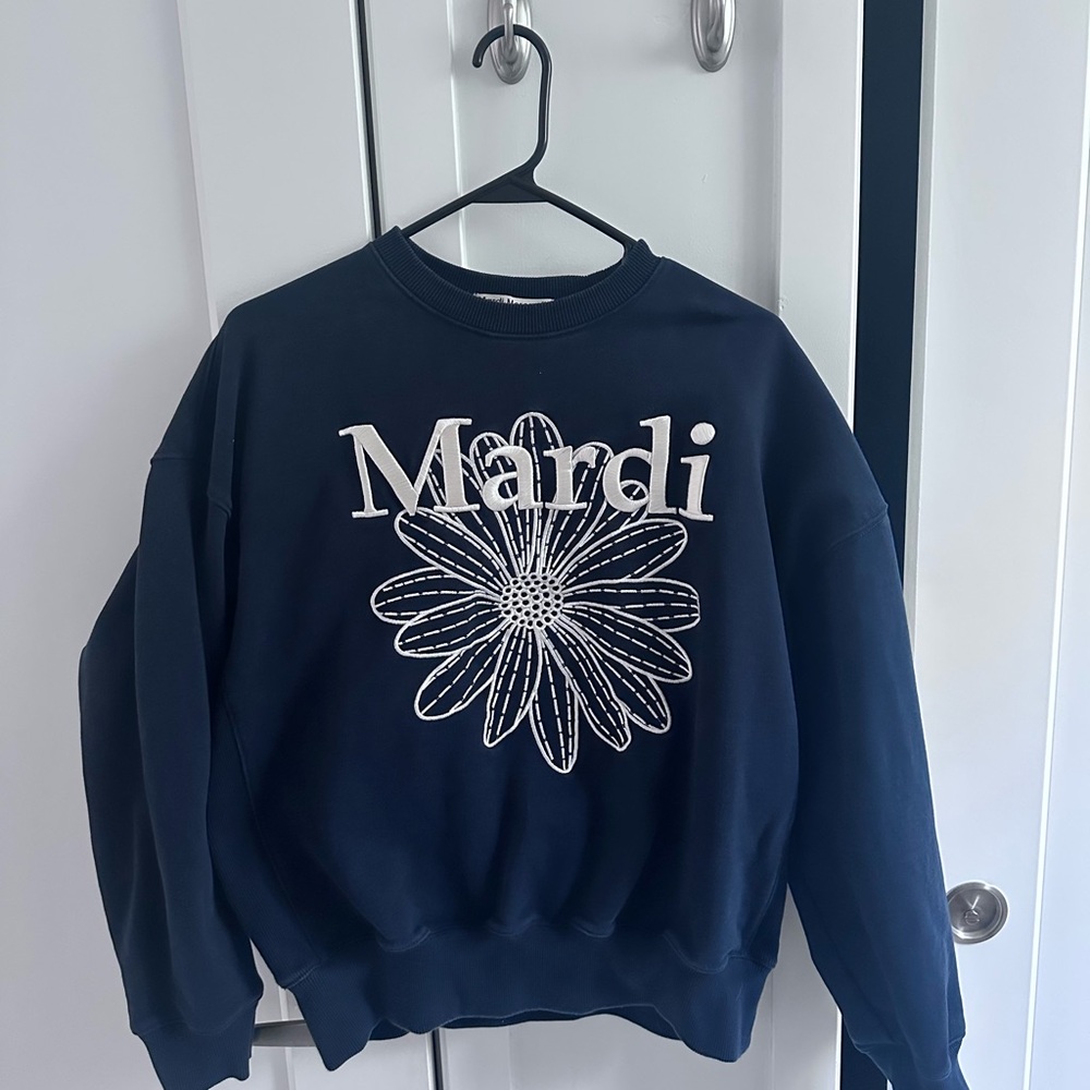 Navy Mardi Mercedi Sweatshirt with Raglan Flower